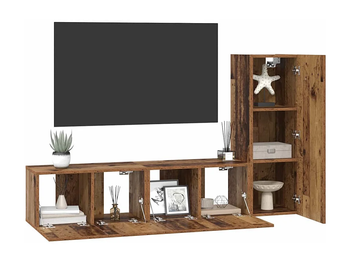 Ensemble meuble TV 3 pcs Bois ancien 60 x 30 x 30 cm