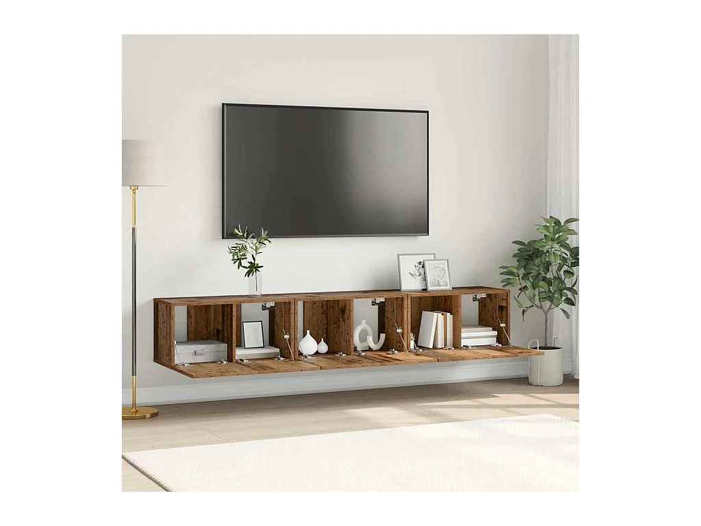 Mueble de TV de 3 piezas Marrón 60 x 30 x 30 cm Madera de ingeniería