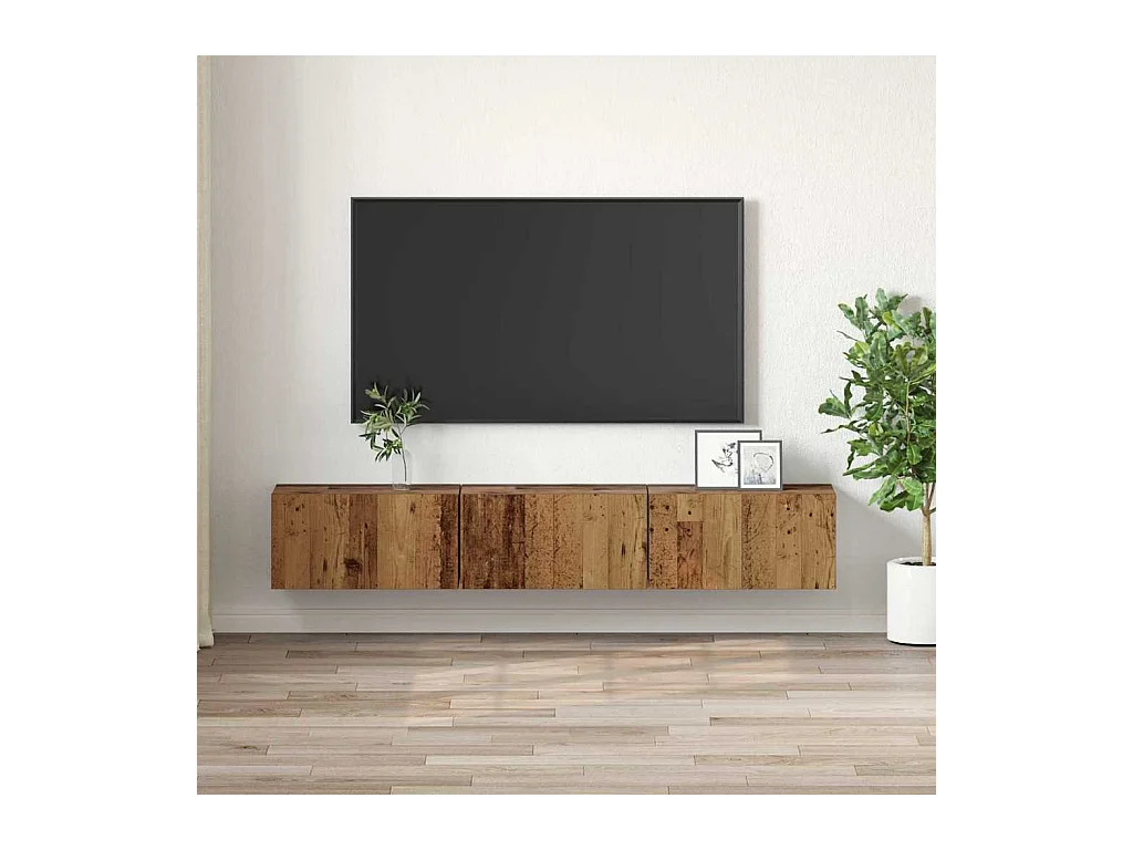 Mueble de TV de 3 piezas Marrón 60 x 30 x 30 cm Madera de ingeniería