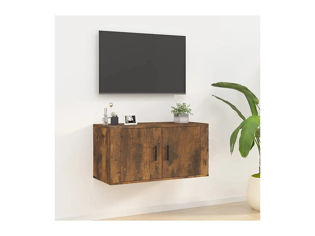 Meuble TV mural Chêne fumé 80x34,5x40 cm
