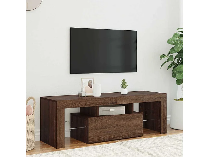 Meuble TV avec lumières LED chêne marron 120x35x40 cm
