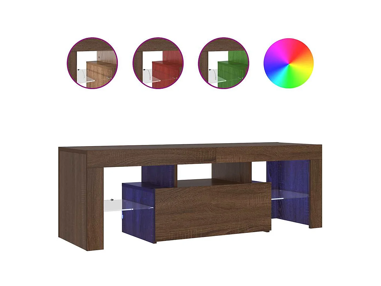 Meuble TV avec lumières LED chêne marron 120x35x40 cm