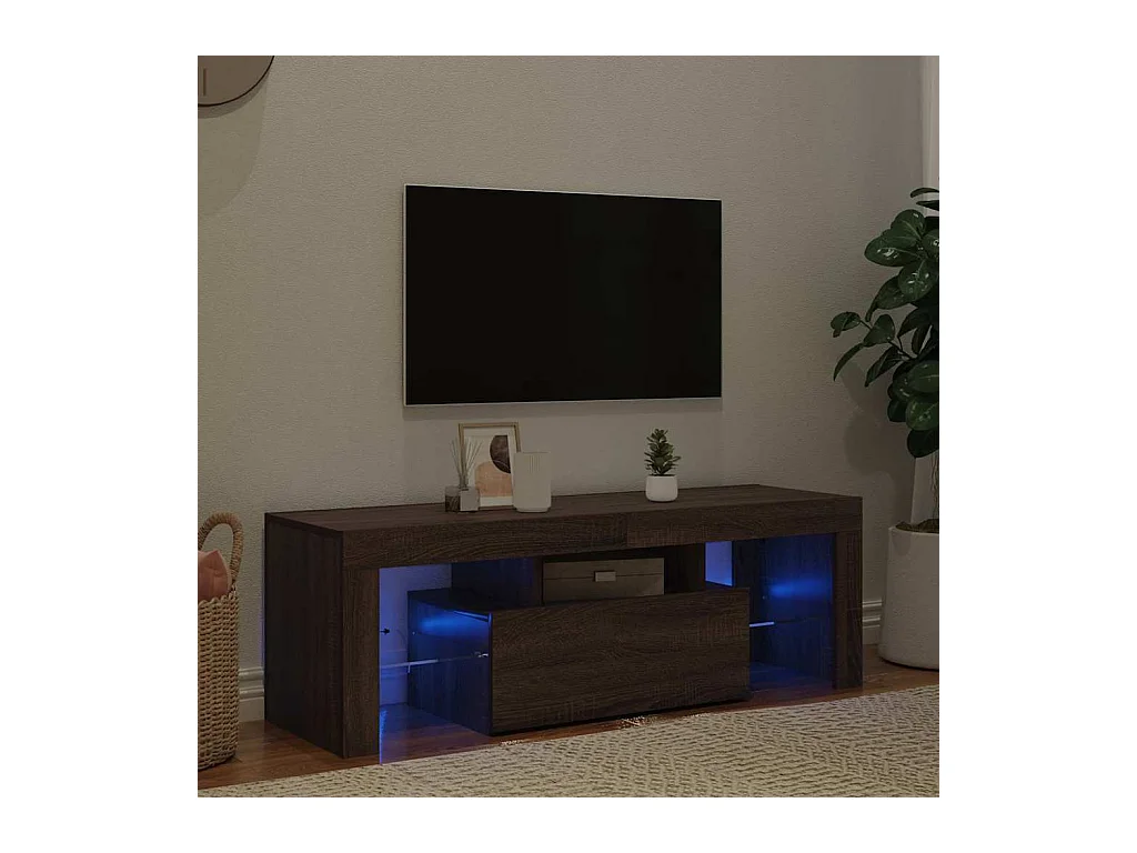 Meuble TV avec lumières LED chêne marron 120x35x40 cm
