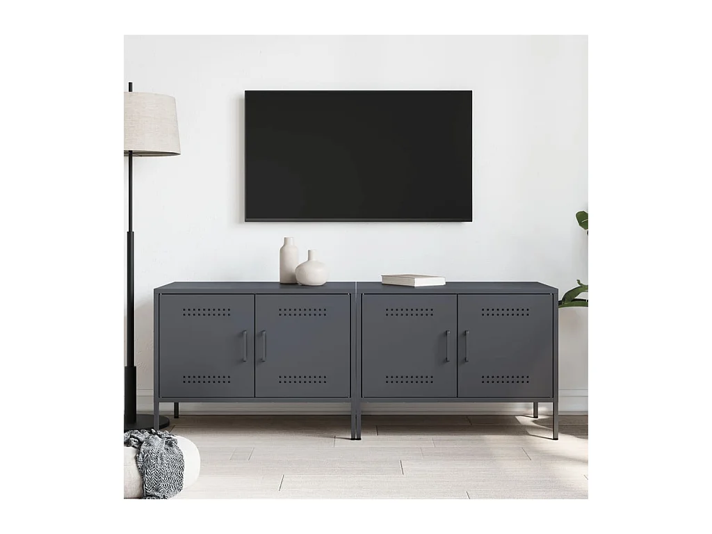 Mobile TV 2 pezzi antracite 68x39x50,5 cm acciaio