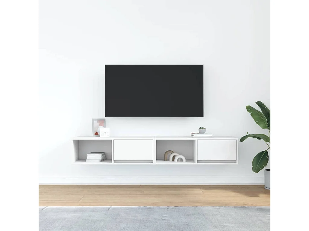 Mobile TV 2 pezzi bianco 80x31x25,5 cm in legno ingegnerizzato