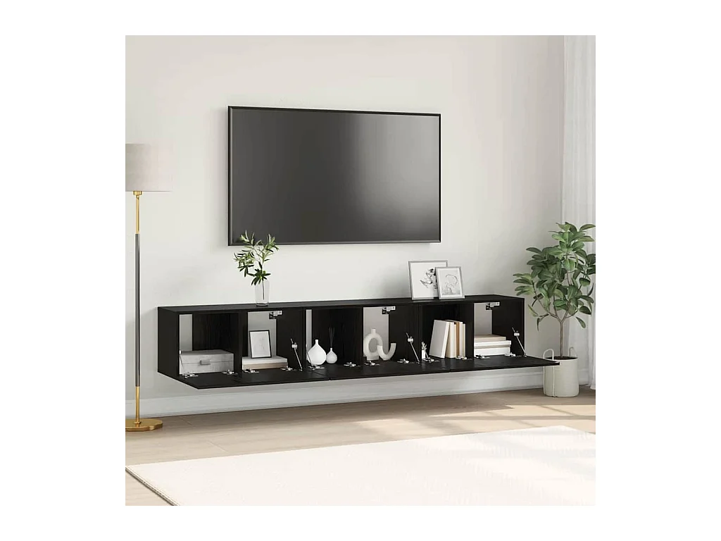 Meuble TV 3 pcs Noir 60 x 30 x 30 cm Bois d'ingénierie