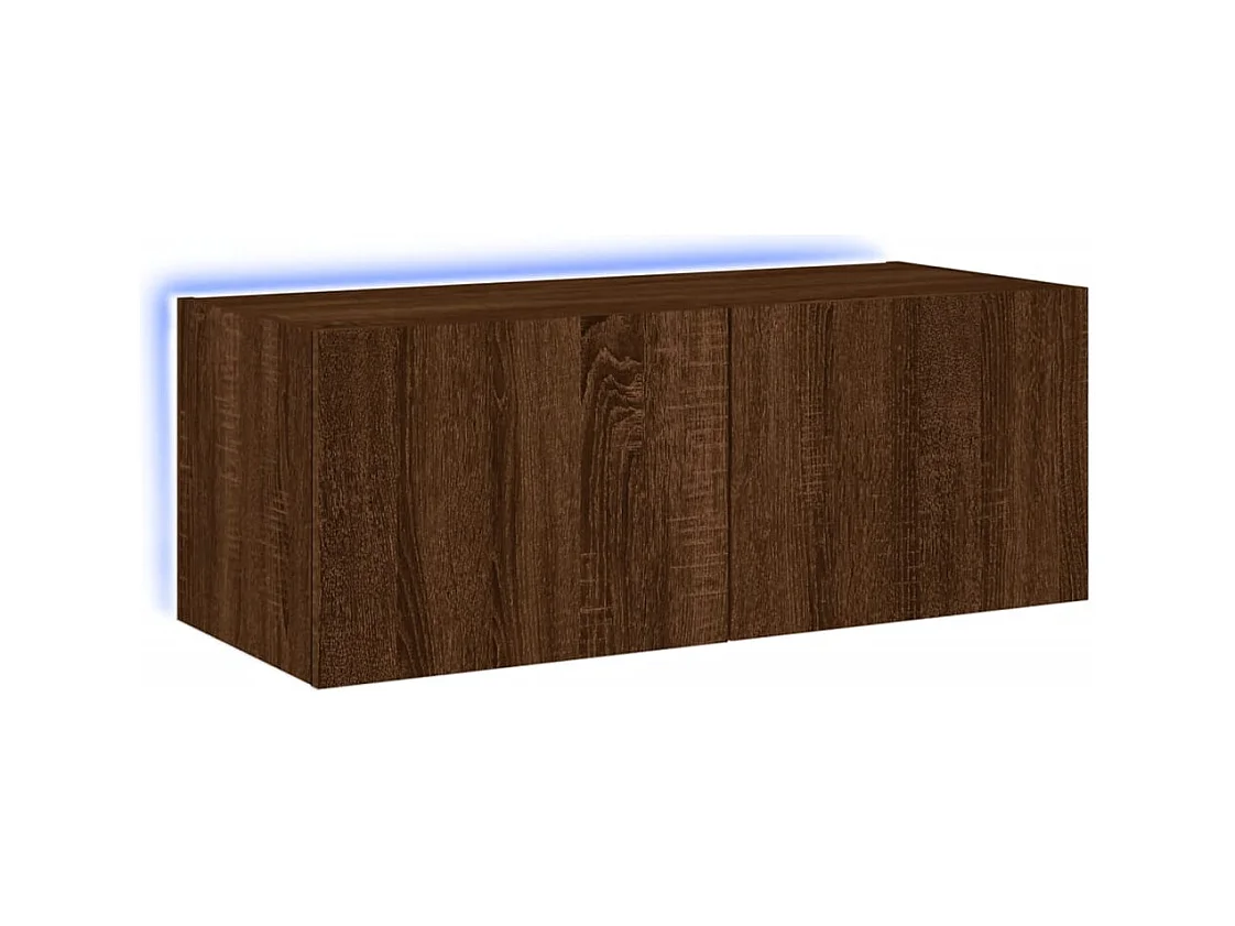Wandmeubel met ledverlichting, bruin eiken, 80x35x31 cm