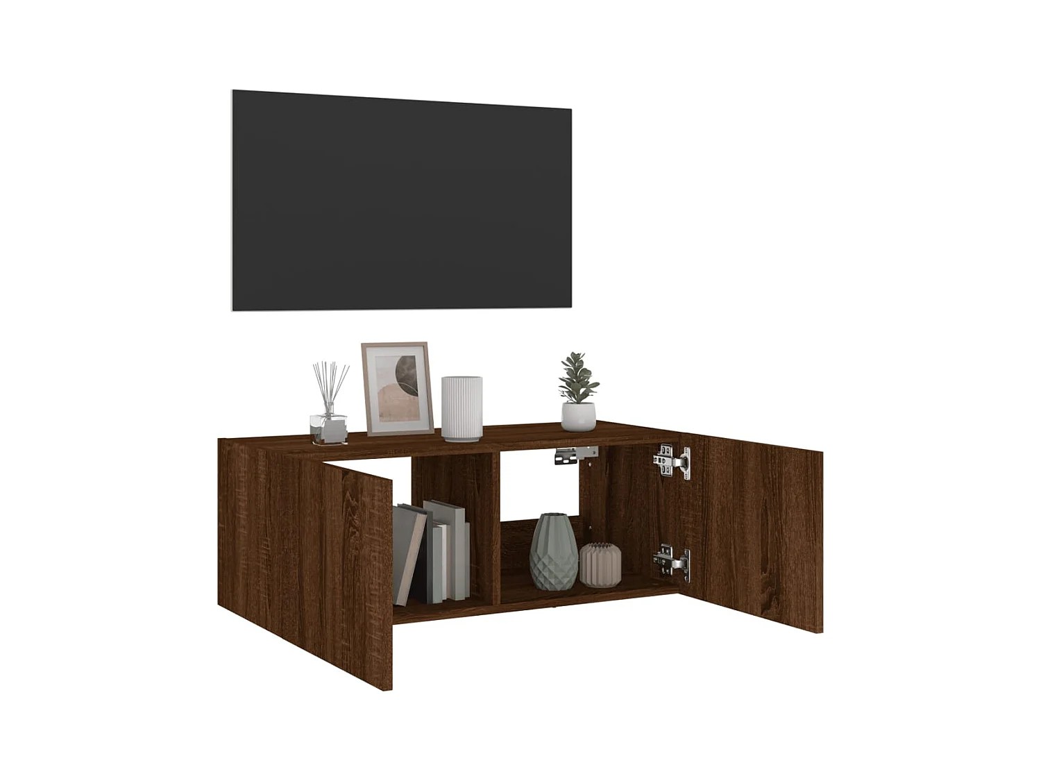 Wandmeubel met ledverlichting, bruin eiken, 80x35x31 cm