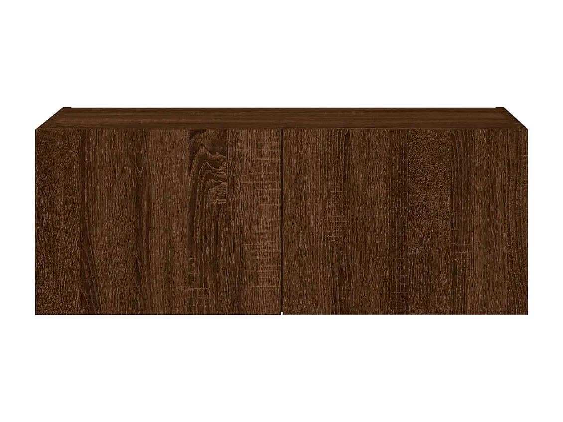 Wandmeubel met ledverlichting, bruin eiken, 80x35x31 cm