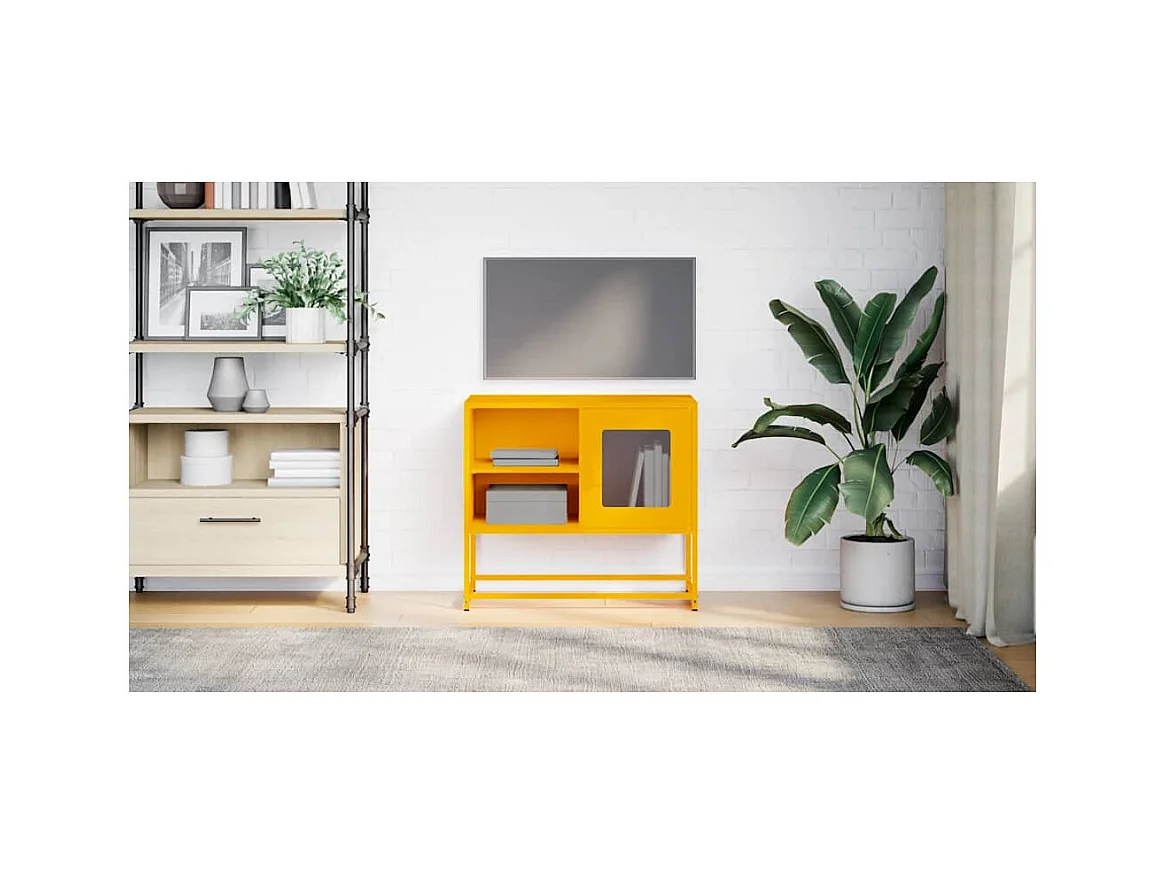 Mueble de TV amarillo mostaza 68x39x60,5 cm acero