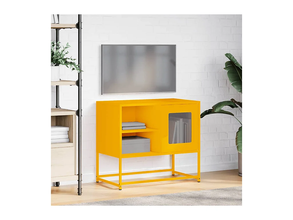 Mueble de TV amarillo mostaza 68x39x60,5 cm acero