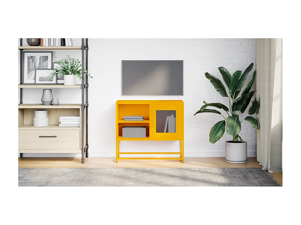 Mosterdgele tv-kast 68x39x60,5 cm staal