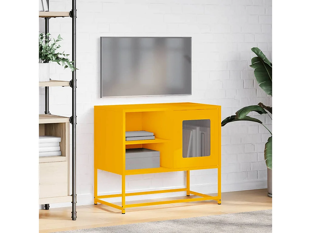 Mosterdgele tv-kast 68x39x60,5 cm staal
