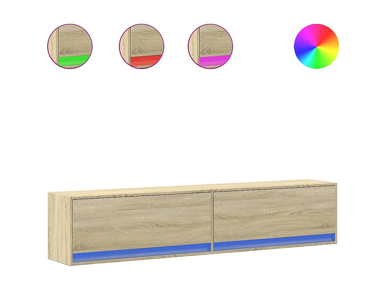 Mobile TV a parete con LED Rovere Sonoma 180x31x38 cm