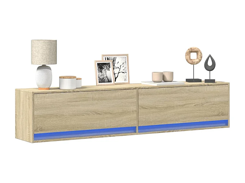 Mobile TV a parete con LED Rovere Sonoma 180x31x38 cm