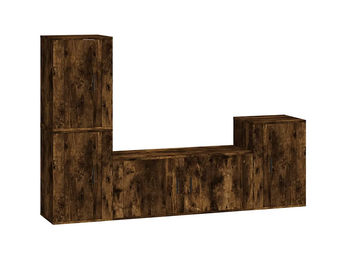 4-delige tv-meubelset Gerookt Eikenhout