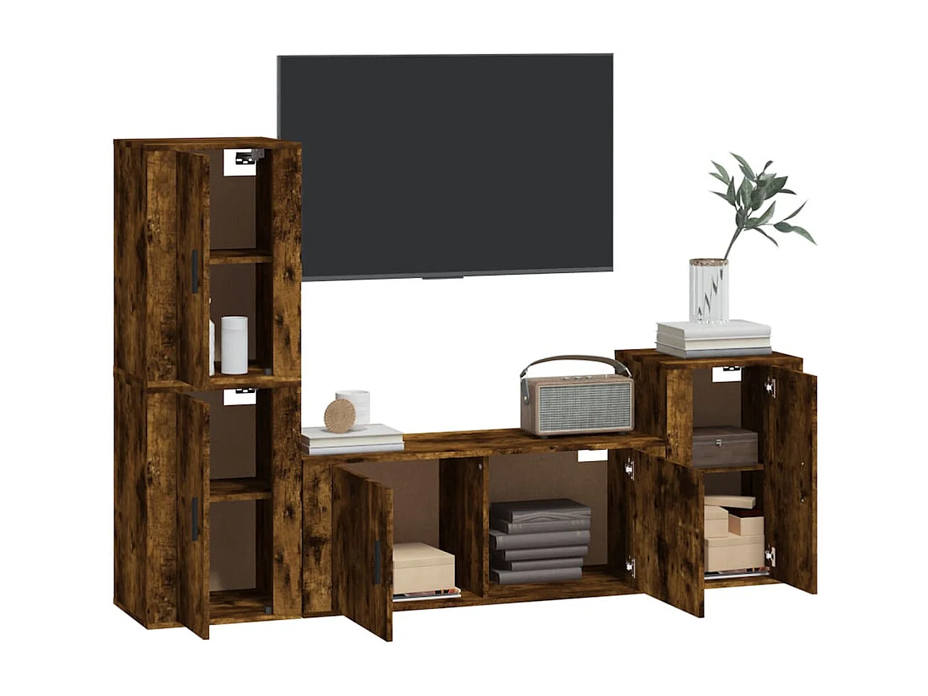 Ensemble de meubles TV 4 pcs Chêne fumé Bois d'ingénierie