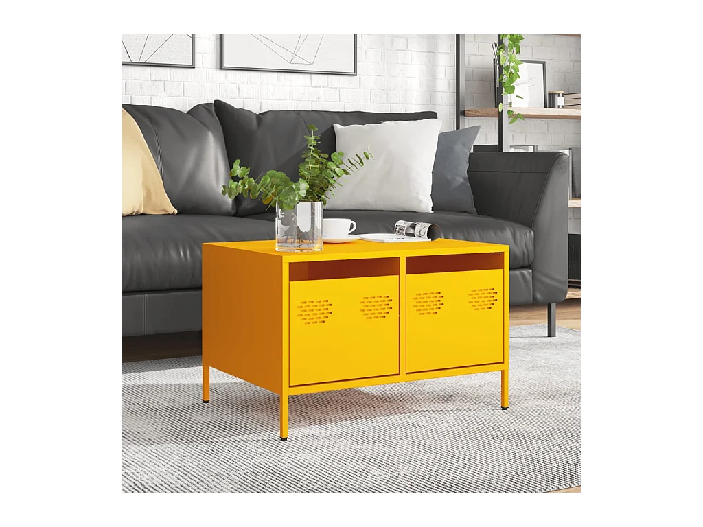 Mobile porta TV giallo senape 68x50x43,5 cm in acciaio laminato a freddo