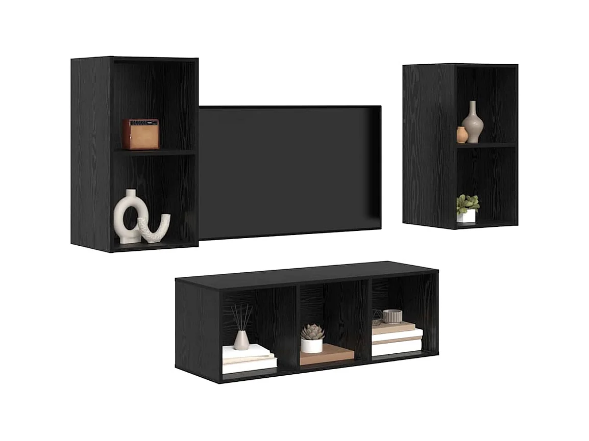 Set di mobili TV 3 pezzi Rovere nero 37 x 37 x 107 cm
