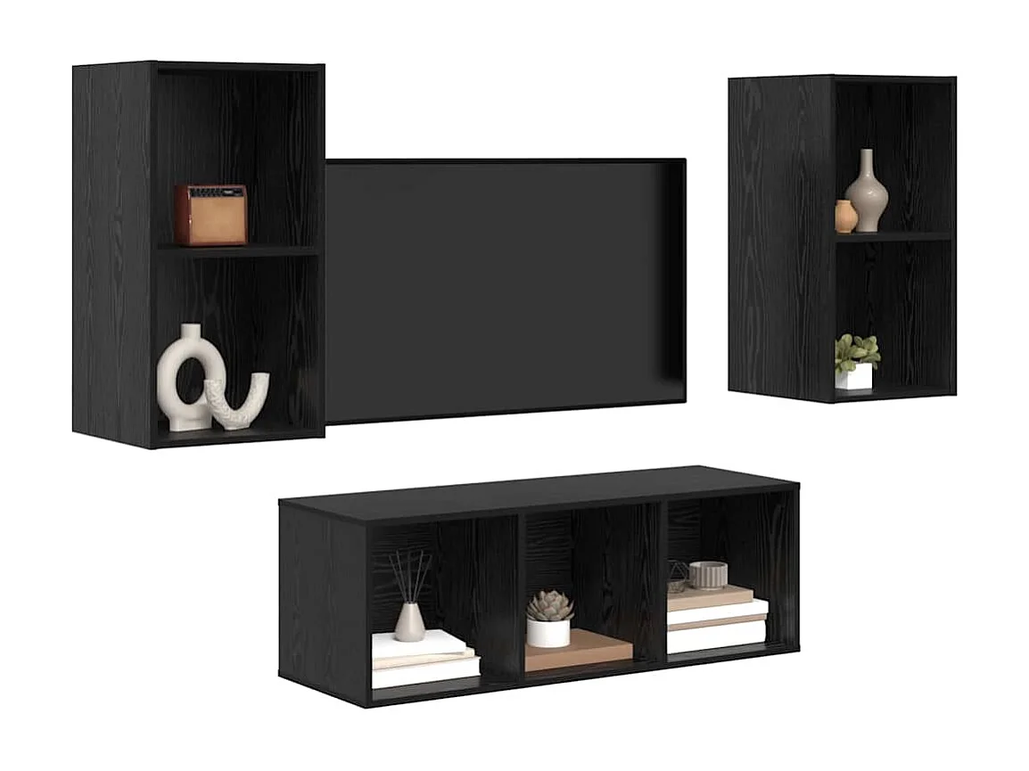 Ensemble de meubles TV 3 pcs Chêne noir 37 x 37 x 107 cm