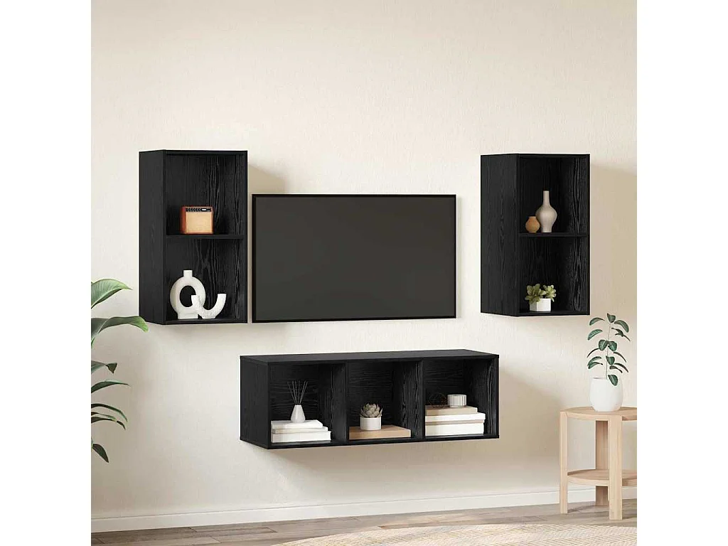 Ensemble de meubles TV 3 pcs Chêne noir 37 x 37 x 107 cm