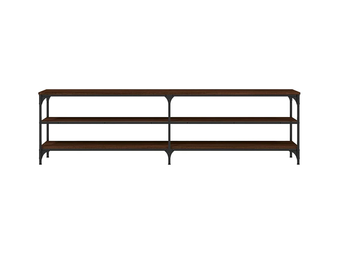 Mueble de TV de roble marrón 180x30x50 cm de madera contrachapada y metal