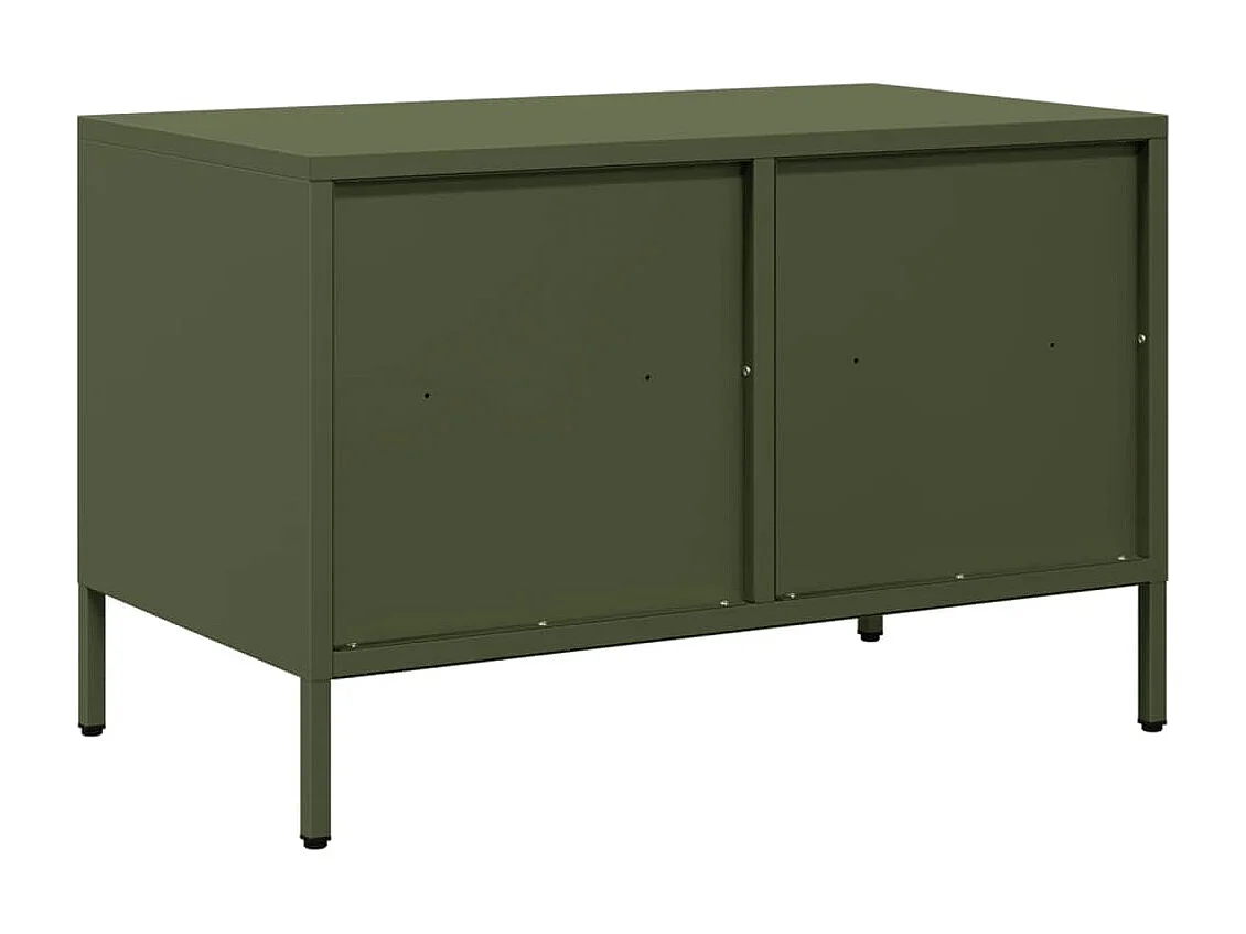 Meuble TV vert olive 68x39x43,5 cm acier laminé à froid