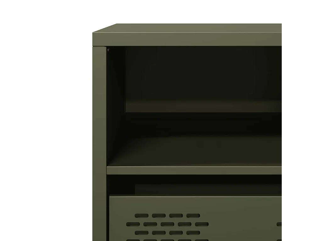 Meuble TV vert olive 68x39x43,5 cm acier laminé à froid