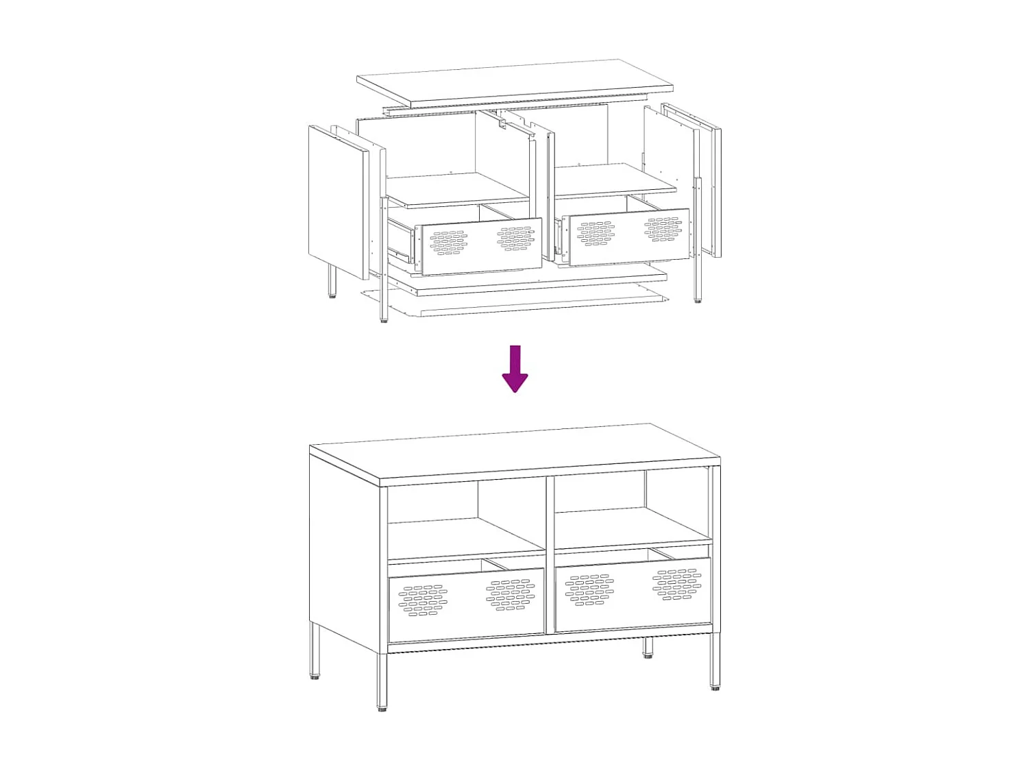 Meuble TV vert olive 68x39x43,5 cm acier laminé à froid