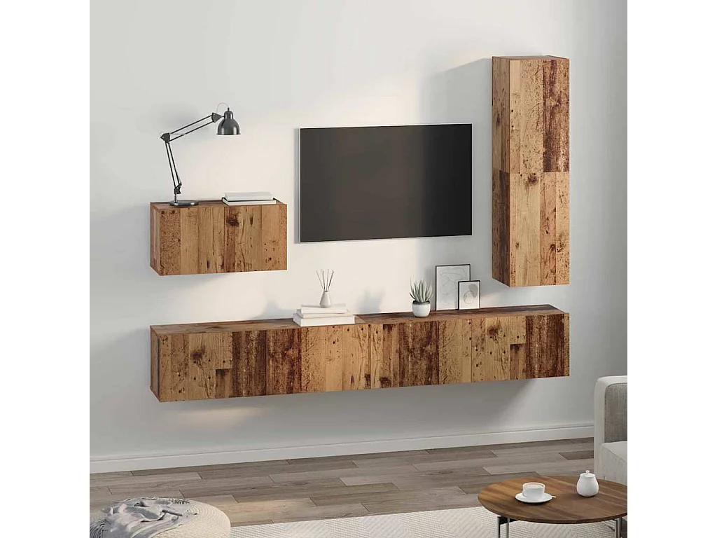 Ensemble meuble TV 4 pcs Bois ancien 30.5 x 30 x 110 cm