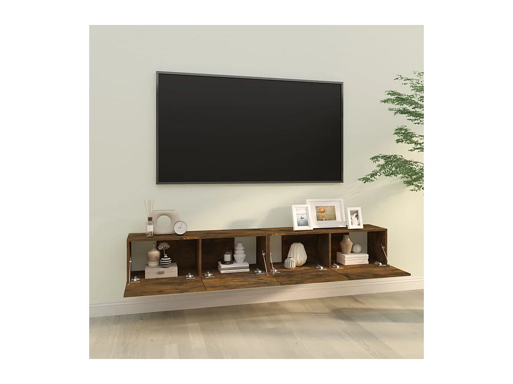 mobili TV da parete in rovere affumicato 100x30x30cm in legno ingegnerizzato