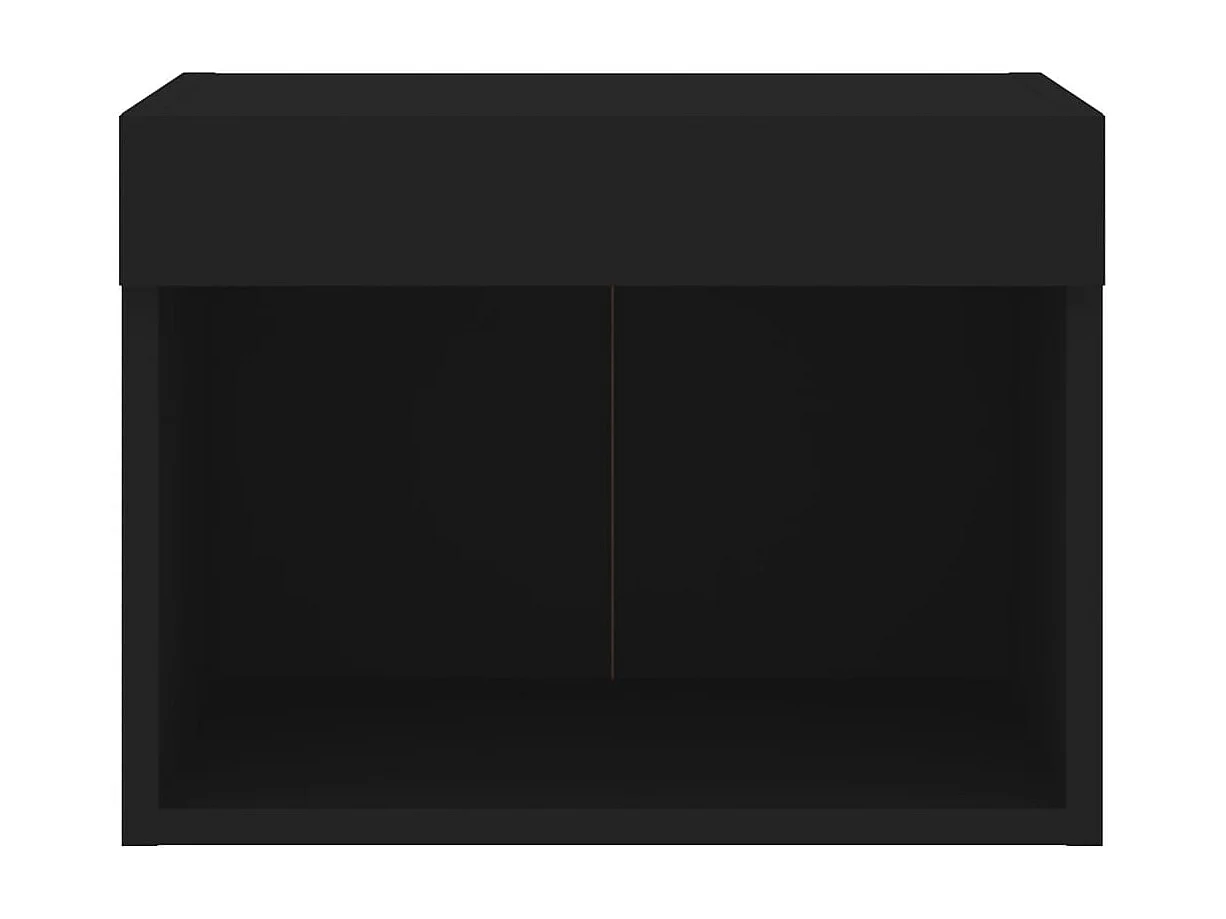 Tables de chevet murales avec lumières LED 2 pcs noir