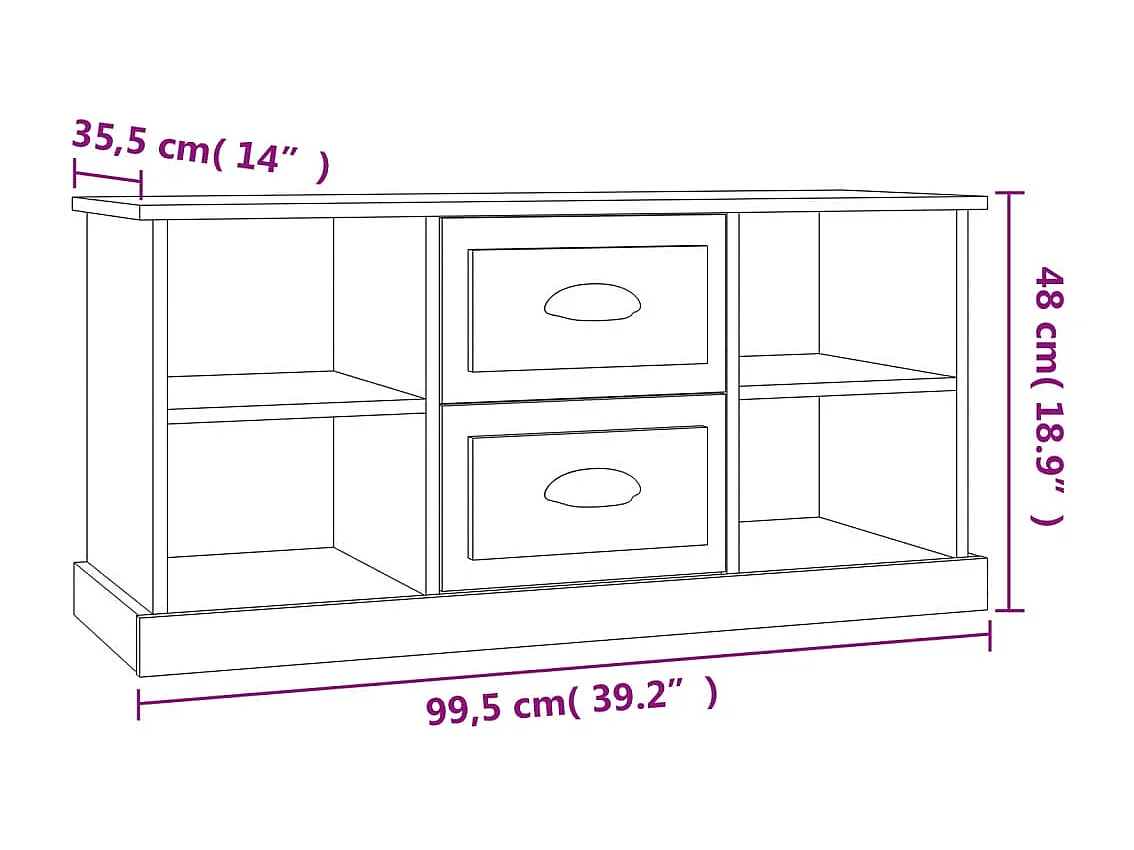 Meuble TV blanc 99,5x35,5x48 cm bois d'ingénierie