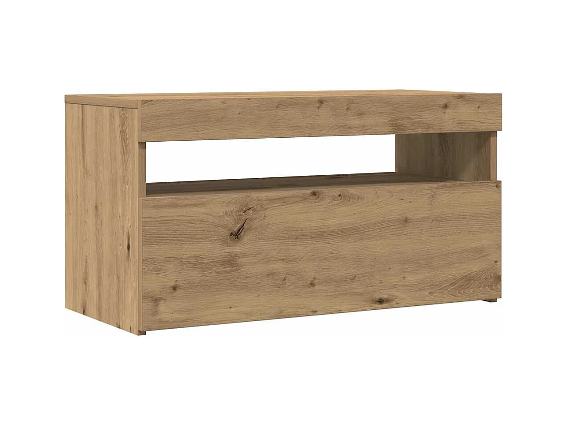 Muebles de TV con luces LED 2 piezas roble artesanal