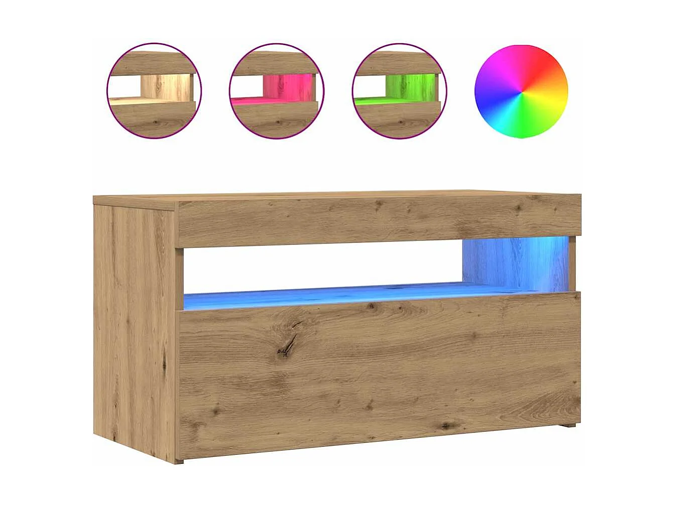 Meubles TV avec lumières LED 2 pcs chêne artisanal