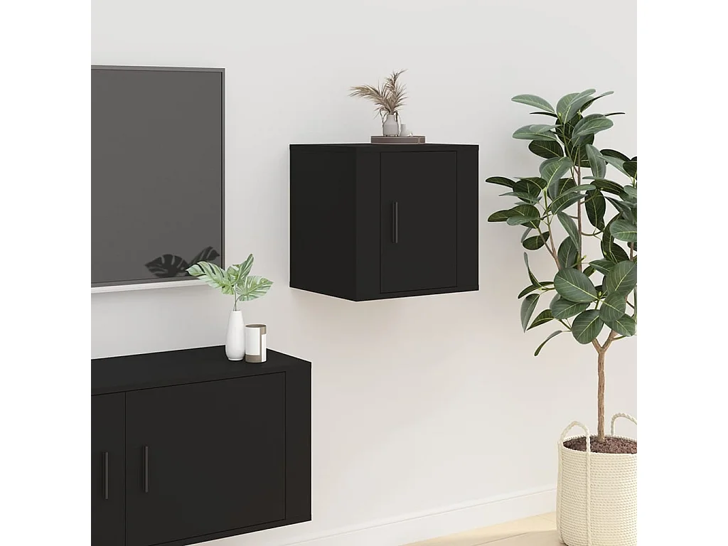 2-delige wand-tv-kast, zwart, 40x34,5x40 cm