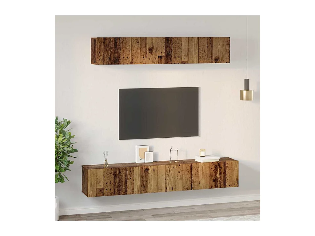 Set di mobili TV da 5 pezzi, legno anticato, 100 x 30 x 30 cm