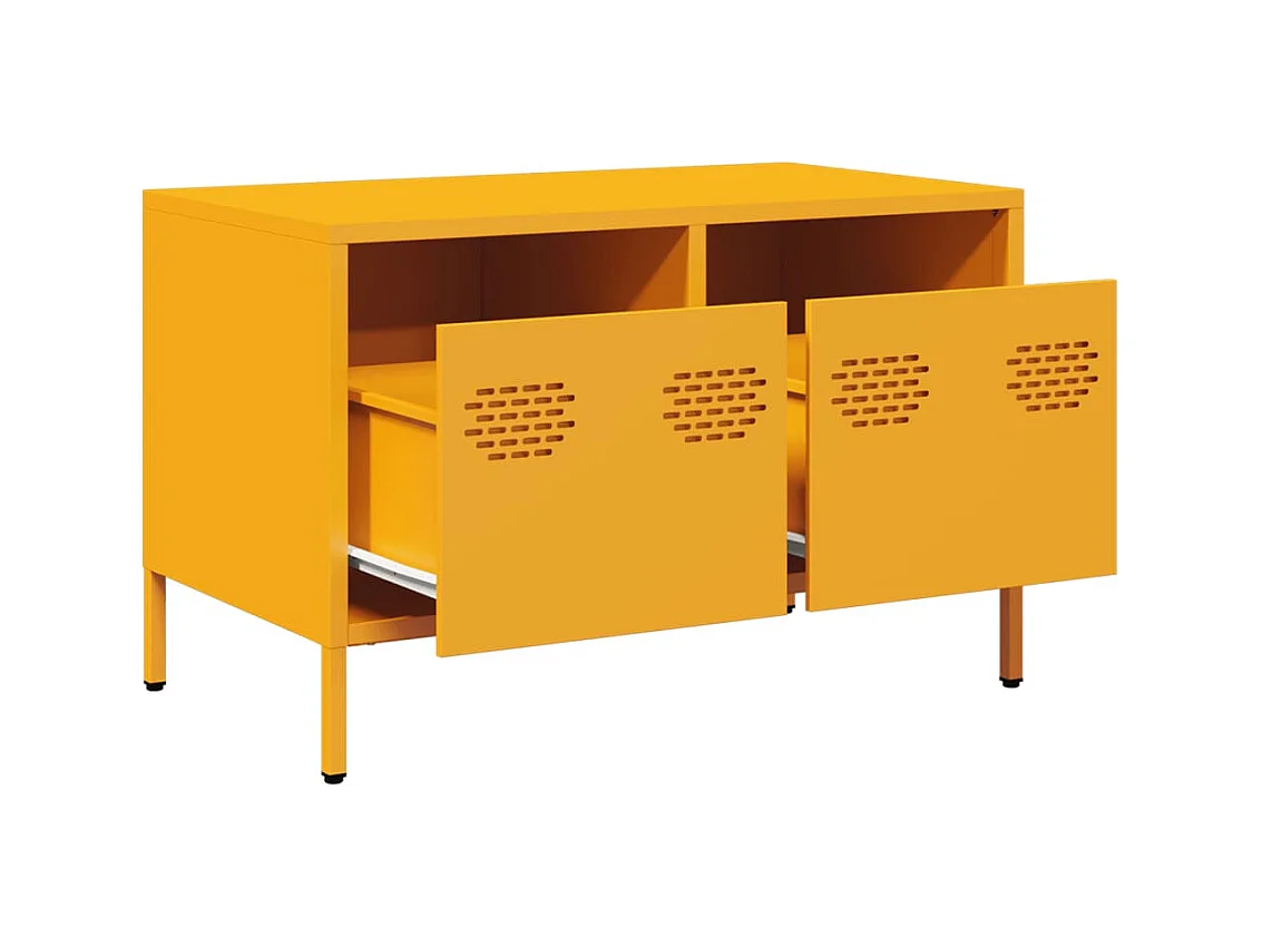 Mueble de TV amarillo mostaza 68x39x43,5 cm acero laminado en frío
