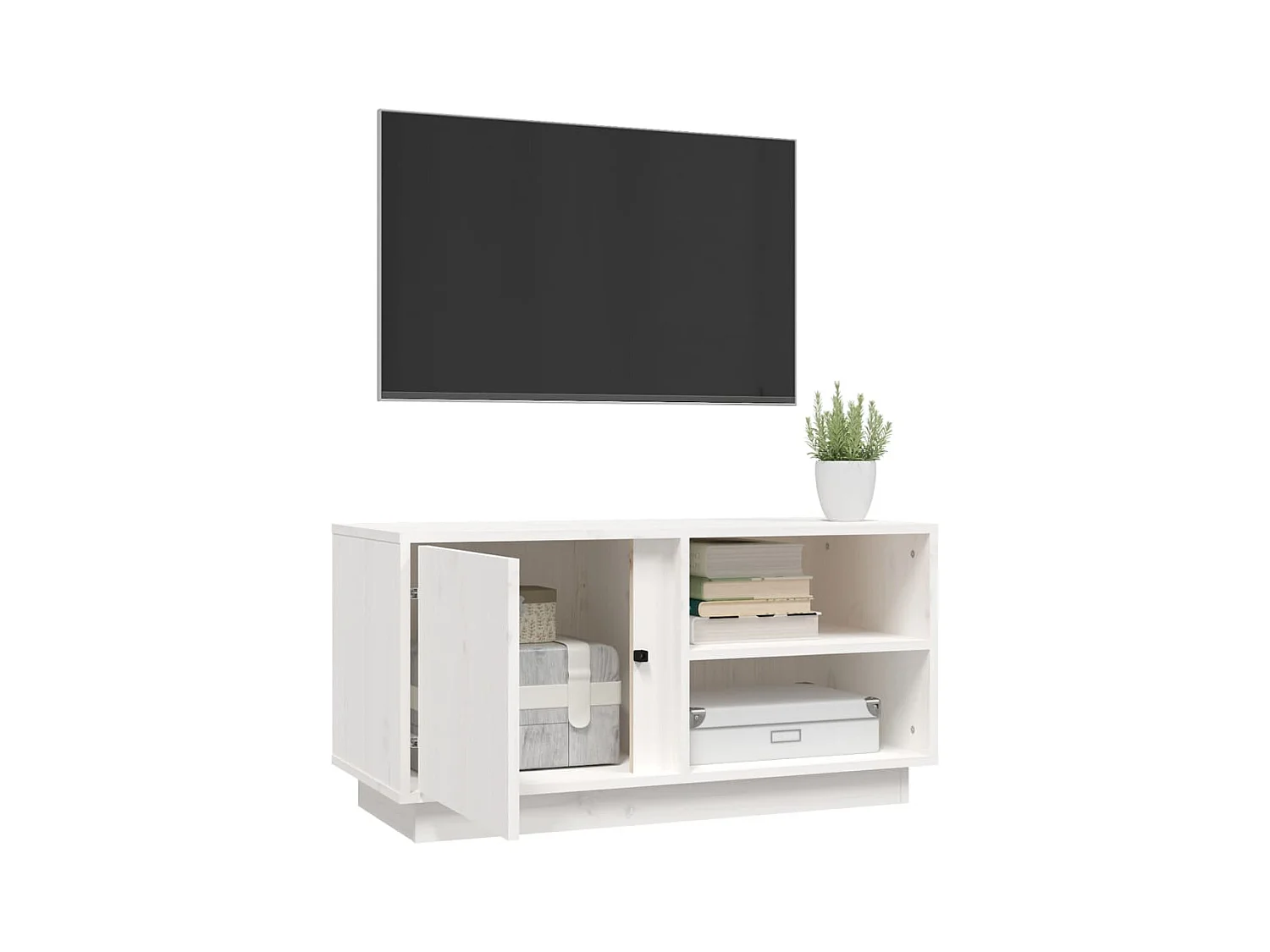 Witte tv-kast 80x35x40,5 cm Massief grenenhout