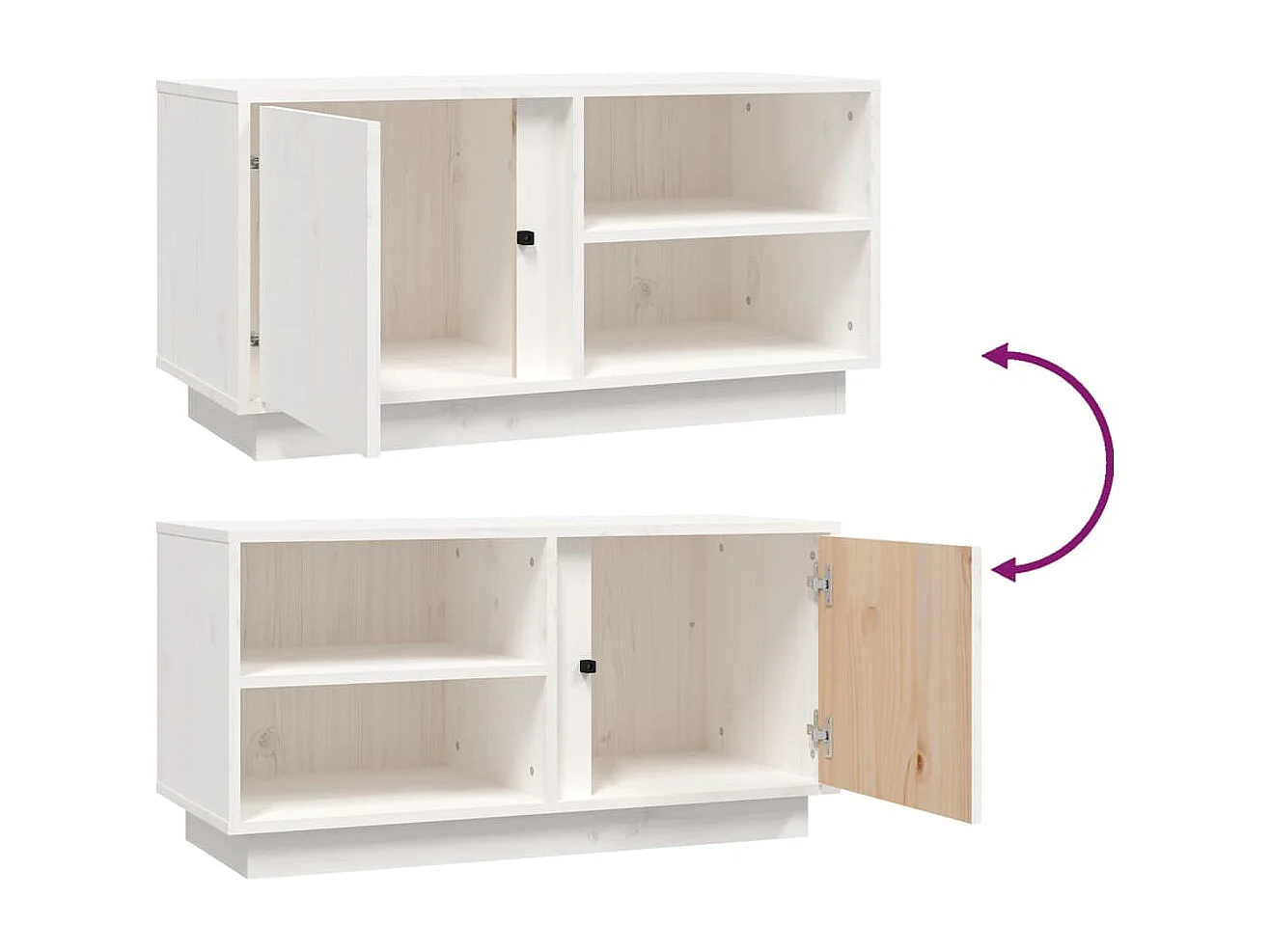 Witte tv-kast 80x35x40,5 cm Massief grenenhout