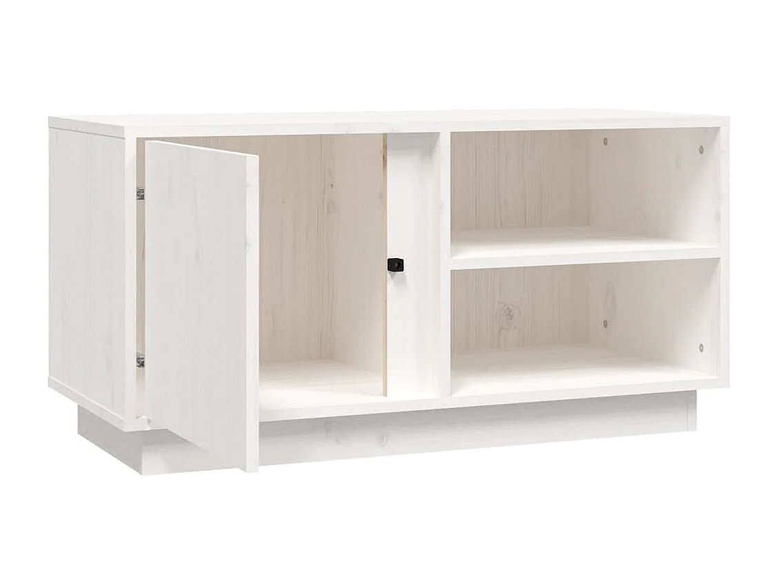 Meuble TV Blanc 80x35x40,5 cm Bois de pin massif