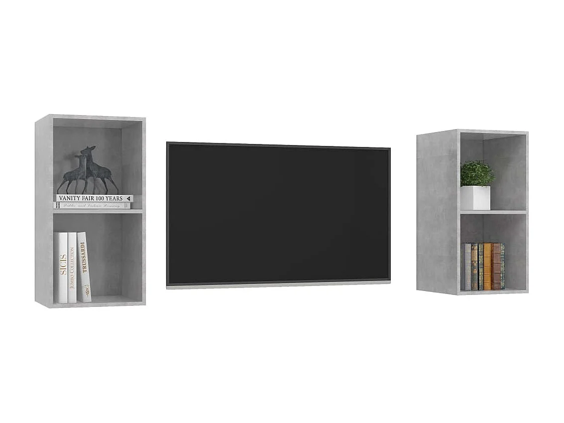 Meubles TV muraux 2 pcs Gris béton Bois d'ingénierie