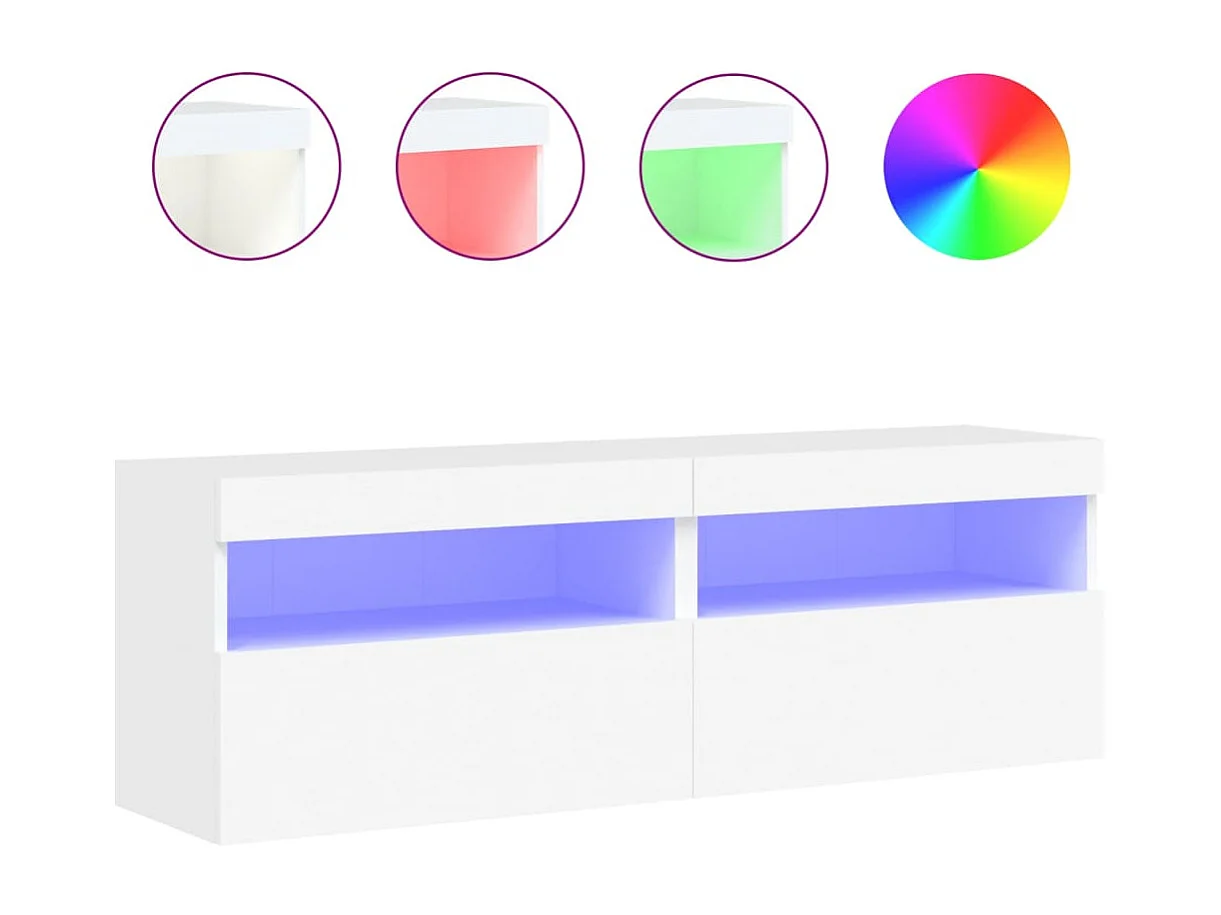Mobili porta TV a parete con luci LED 2 pezzi bianco 60x30x40 cm