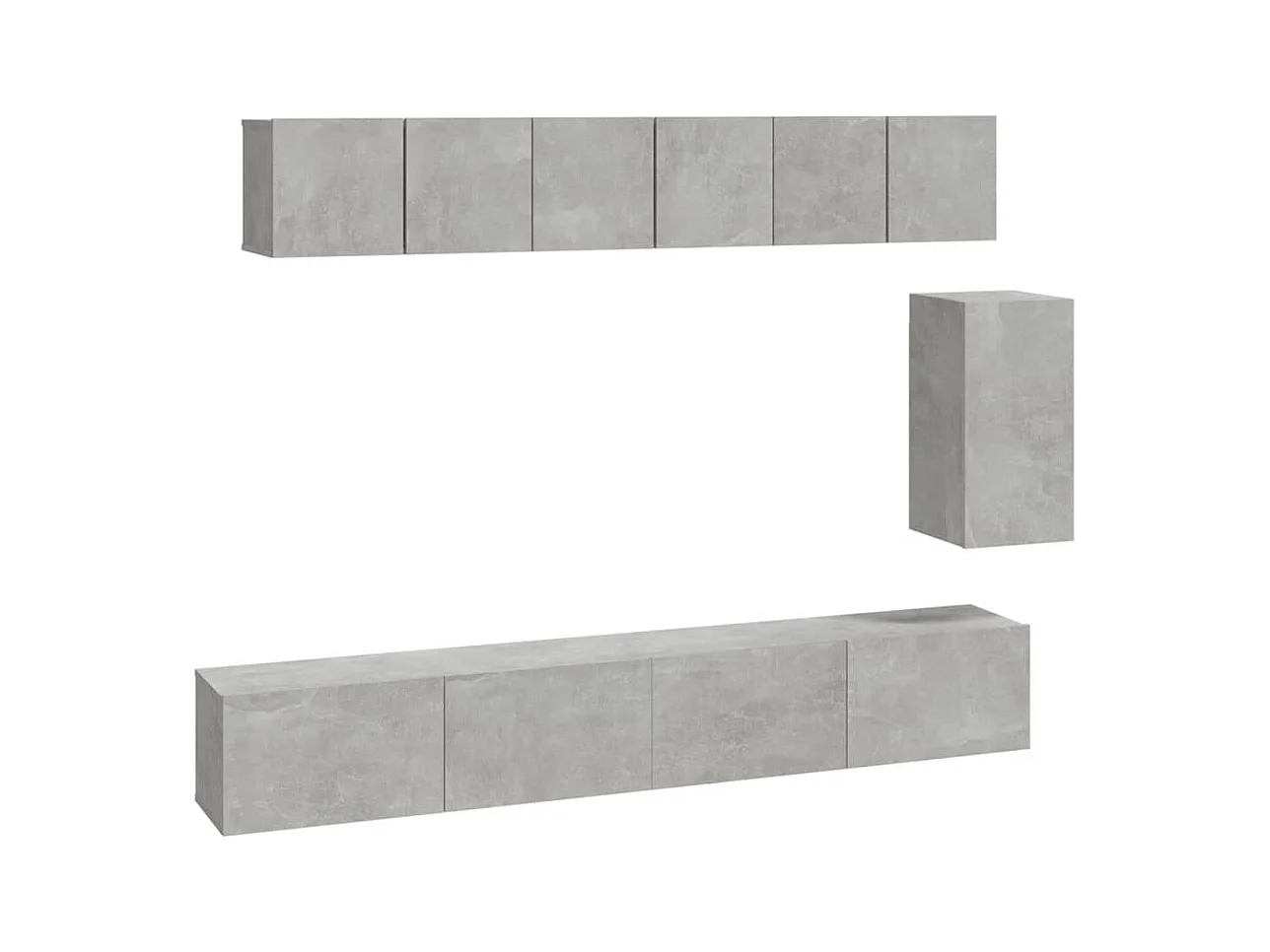 Ensemble de meubles TV 6 pcs Gris béton Bois d'ingénierie