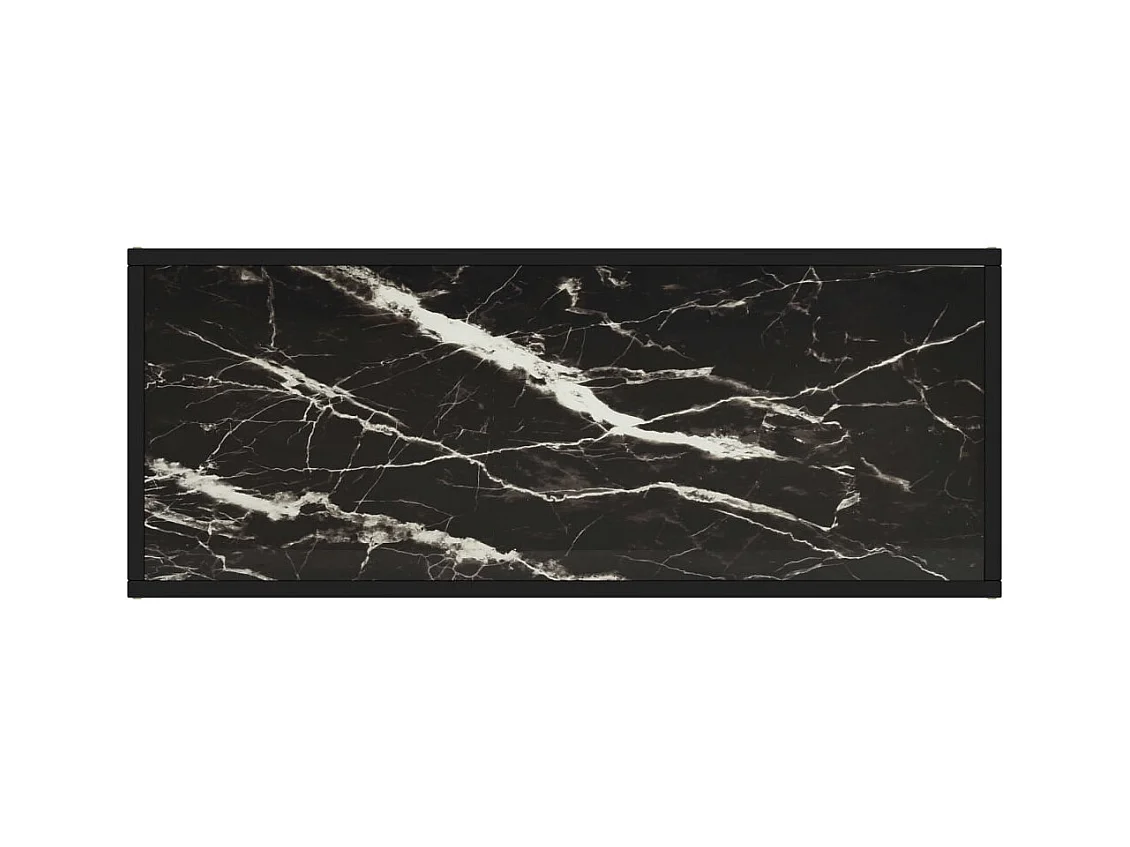 Meuble TV noir avec verre marbre noir 100x40x40 cm