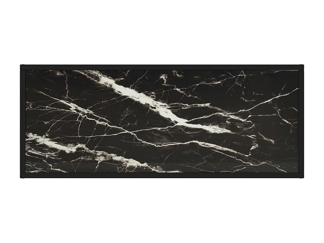 Meuble TV noir avec verre marbre noir 100x40x40 cm