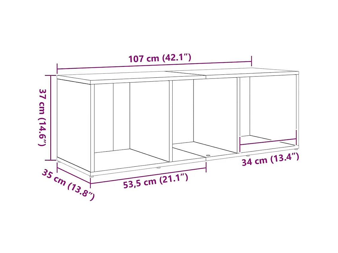 Mobile TV 3 pezzi Nero 107 x 35 x 37 cm Legno ingegnerizzato