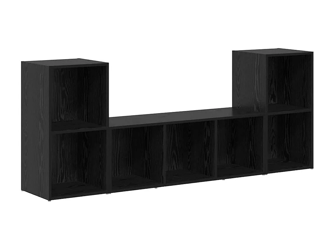 Mueble de TV de 3 piezas Negro 107 x 35 x 37 cm Madera de ingeniería