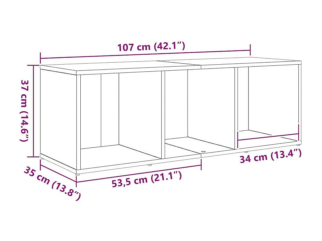 Mueble de TV de 3 piezas Negro 107 x 35 x 37 cm Madera de ingeniería
