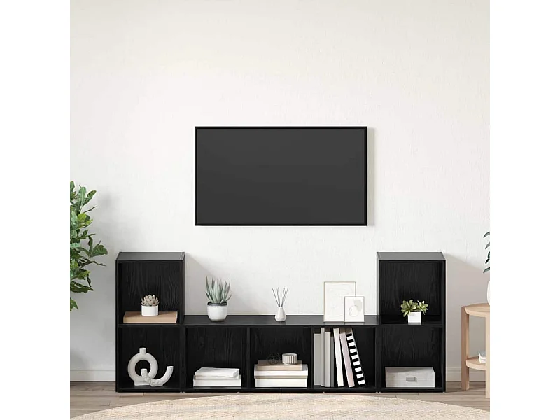 Meuble TV 3 pcs Noir 107 x 35 x 37 cm Bois d'ingénierie